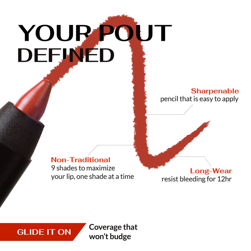 K7L Dark Red Lip Crayon (Vegan) - Waterproof and Smudge-Proof Cosmetics - Flame - Image 3